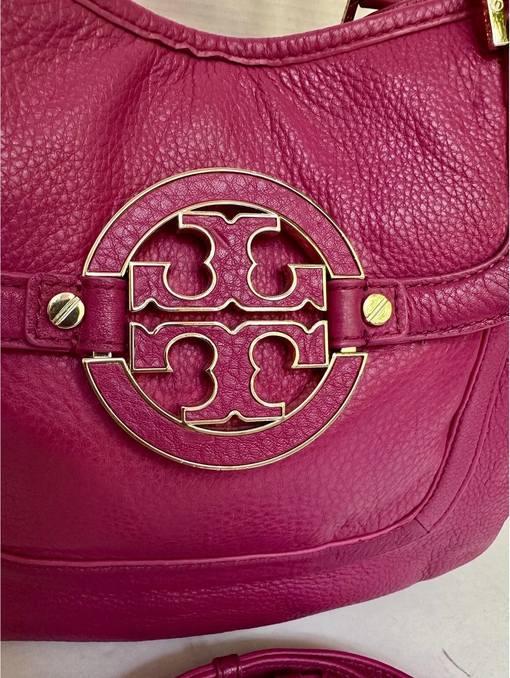 Tory Burch Amanda Bright Pink / Magenta Classic Hobo /Satchel Bag